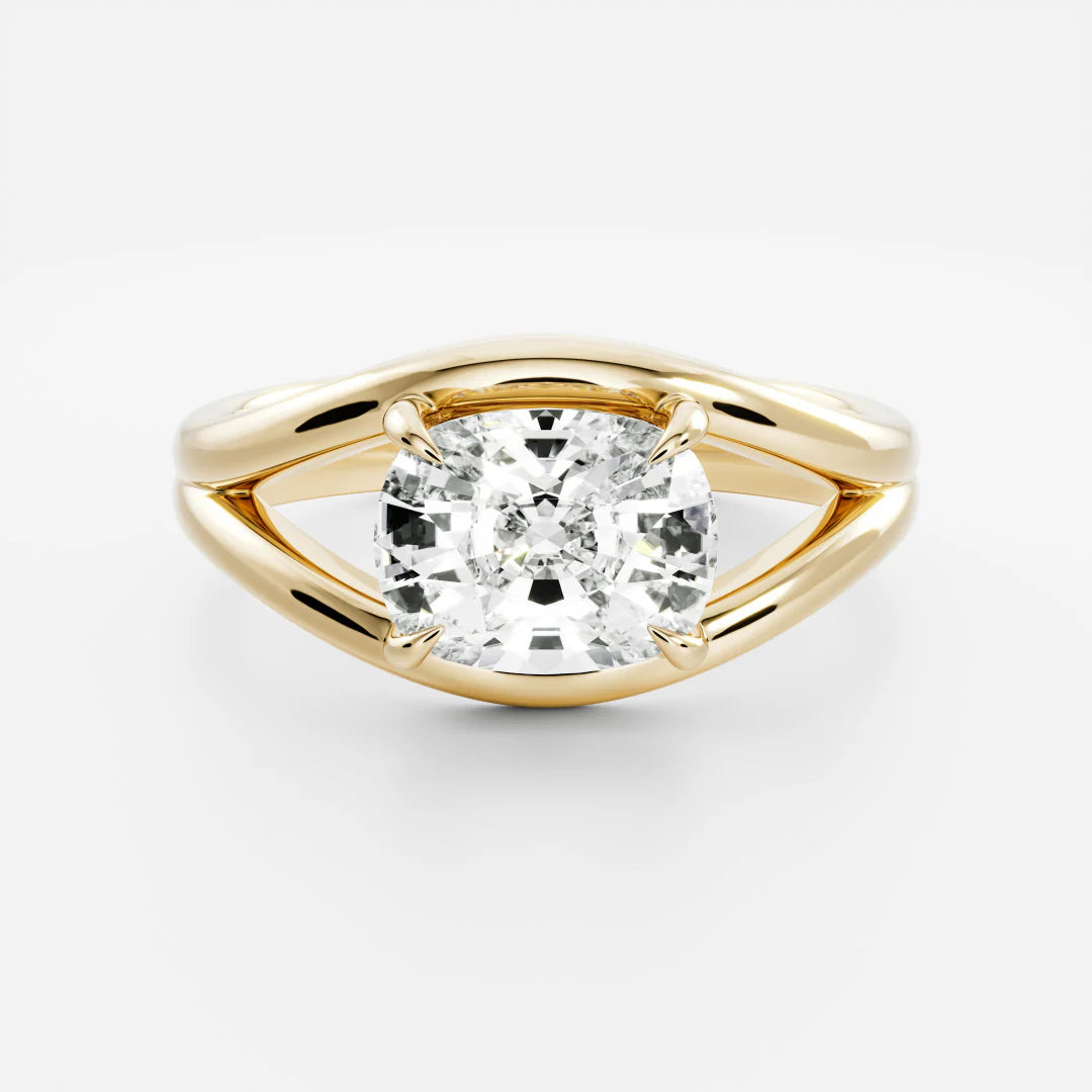 Cushion Cut Lab-Grown Diamond Double-Prong Solitaire Engagement Ring with Split Shank