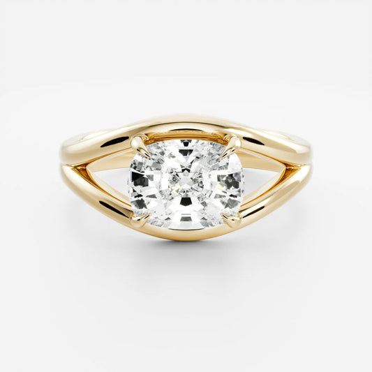 Cushion Cut Lab-Grown Diamond Double-Prong Solitaire Engagement Ring with Split Shank