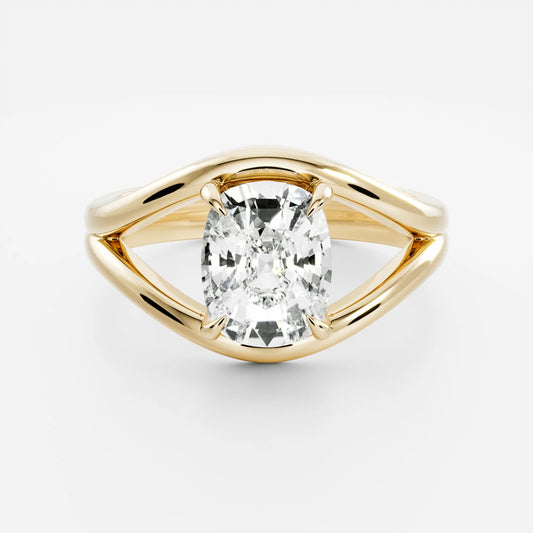 Elongated Cushion Cut Lab-Grown Diamond Solitaire Engagement Ring with Split Shank