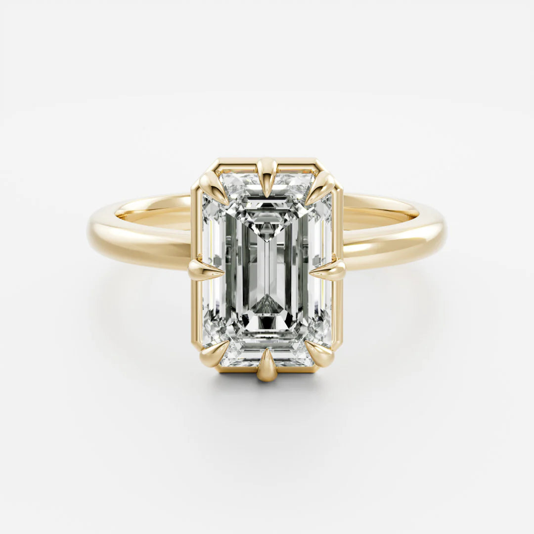 Emerald Cut Lab-Grown Diamond Bezel & Multi-Prong Engagement Ring