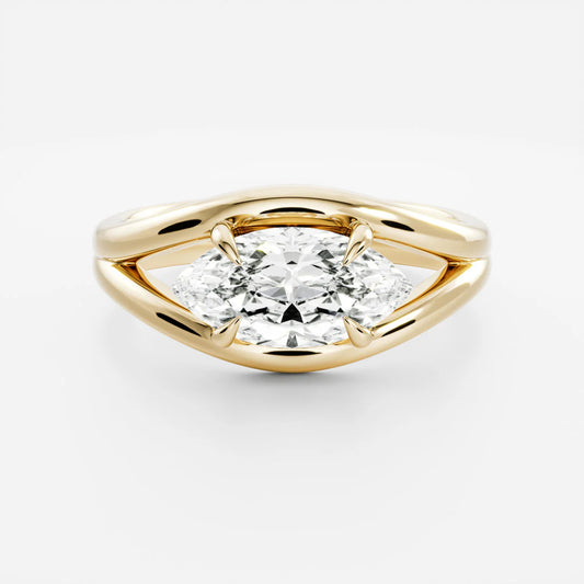 East-West Marquise Cut Lab-Grown Diamond Solitaire Engagement Ring with Split Shank