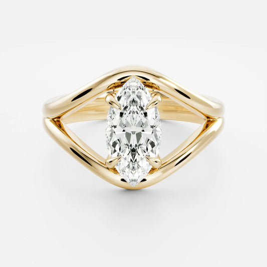 Marquise Cut Lab-Grown Diamond Solitaire Engagement Ring with Split Shank