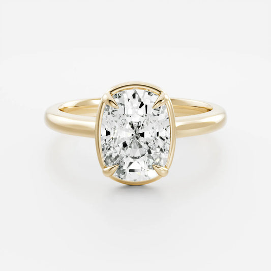 Cushion Cut Lab-Grown Diamond Bezel & 4-Prong Engagement Ring