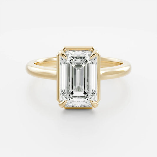 Emerald Cut Lab-Grown Diamond Bezel & Claw Prong Engagement Ring
