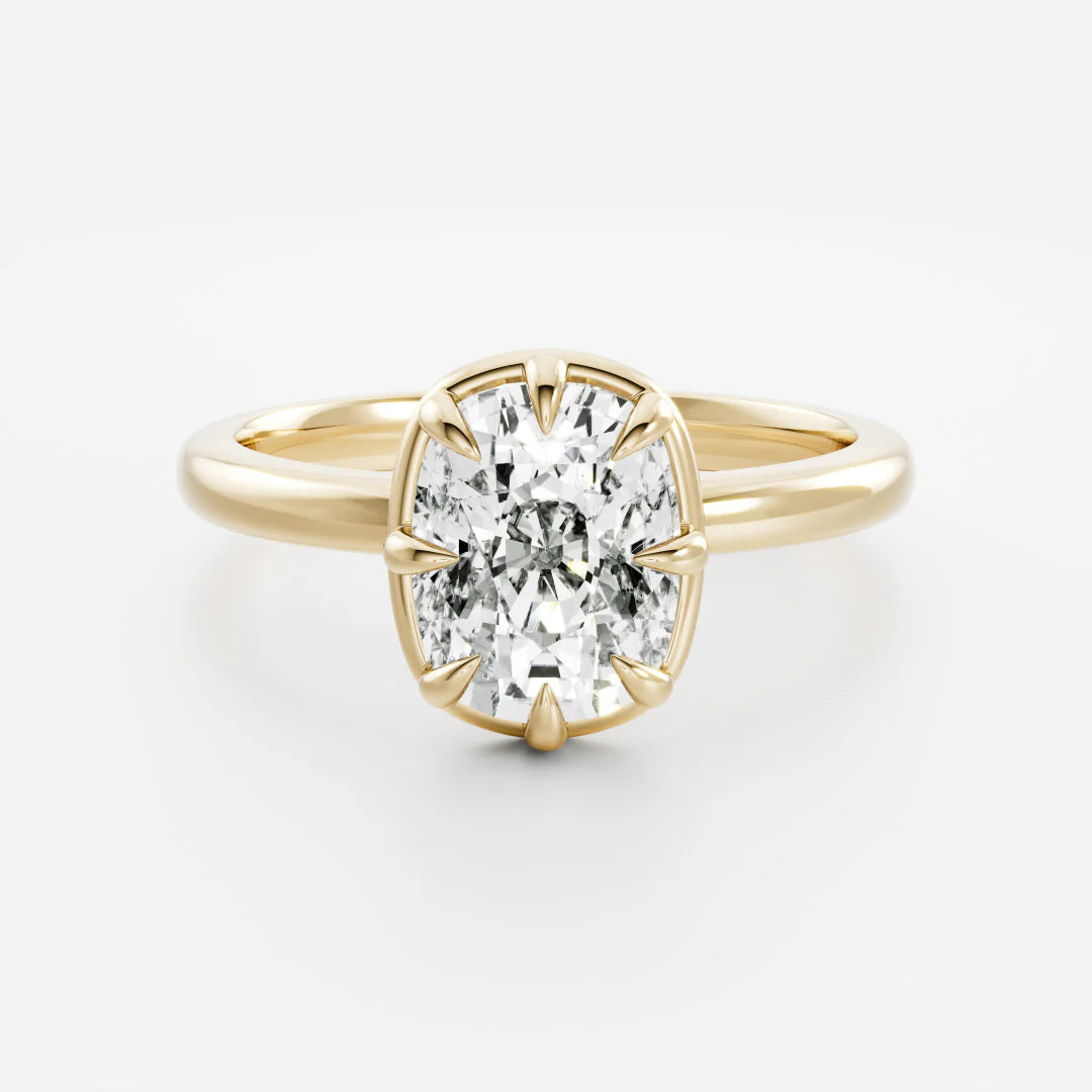 Cushion Cut Lab-Grown Diamond Bezel & Multi-Prong Engagement Ring