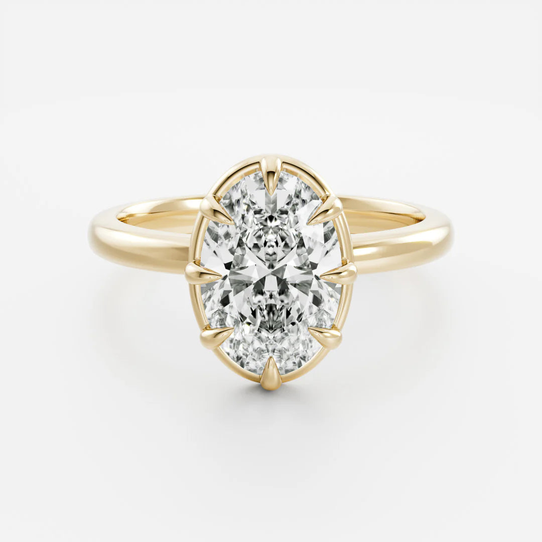 Oval Cut Lab-Grown Diamond Bezel & Multi-Prong Engagement Ring
