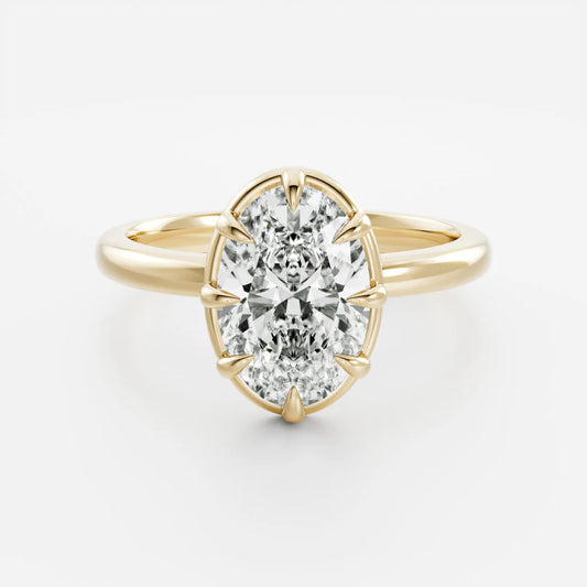 Oval Cut Lab-Grown Diamond Bezel & Multi-Prong Engagement Ring