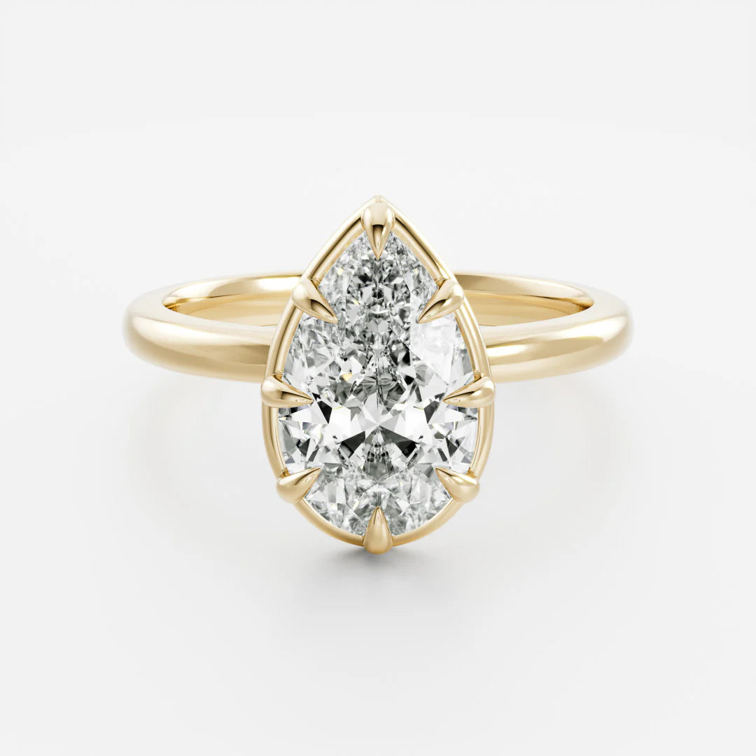Pear Shaped Lab-Grown Diamond Bezel & Claw Prong Engagement Ring