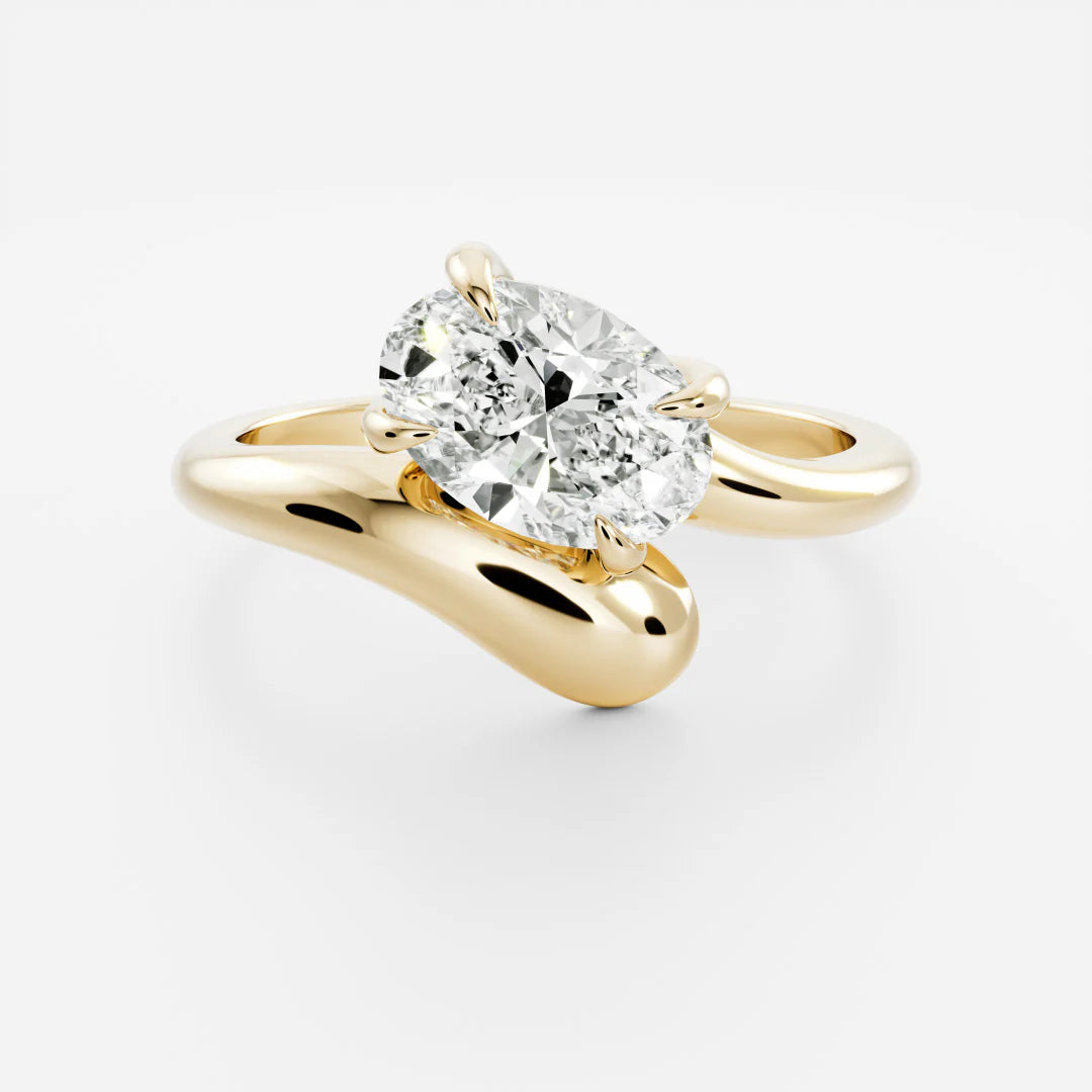 Oval Lab-Grown Diamond Solitaire Engagement Ring with Bypass Band