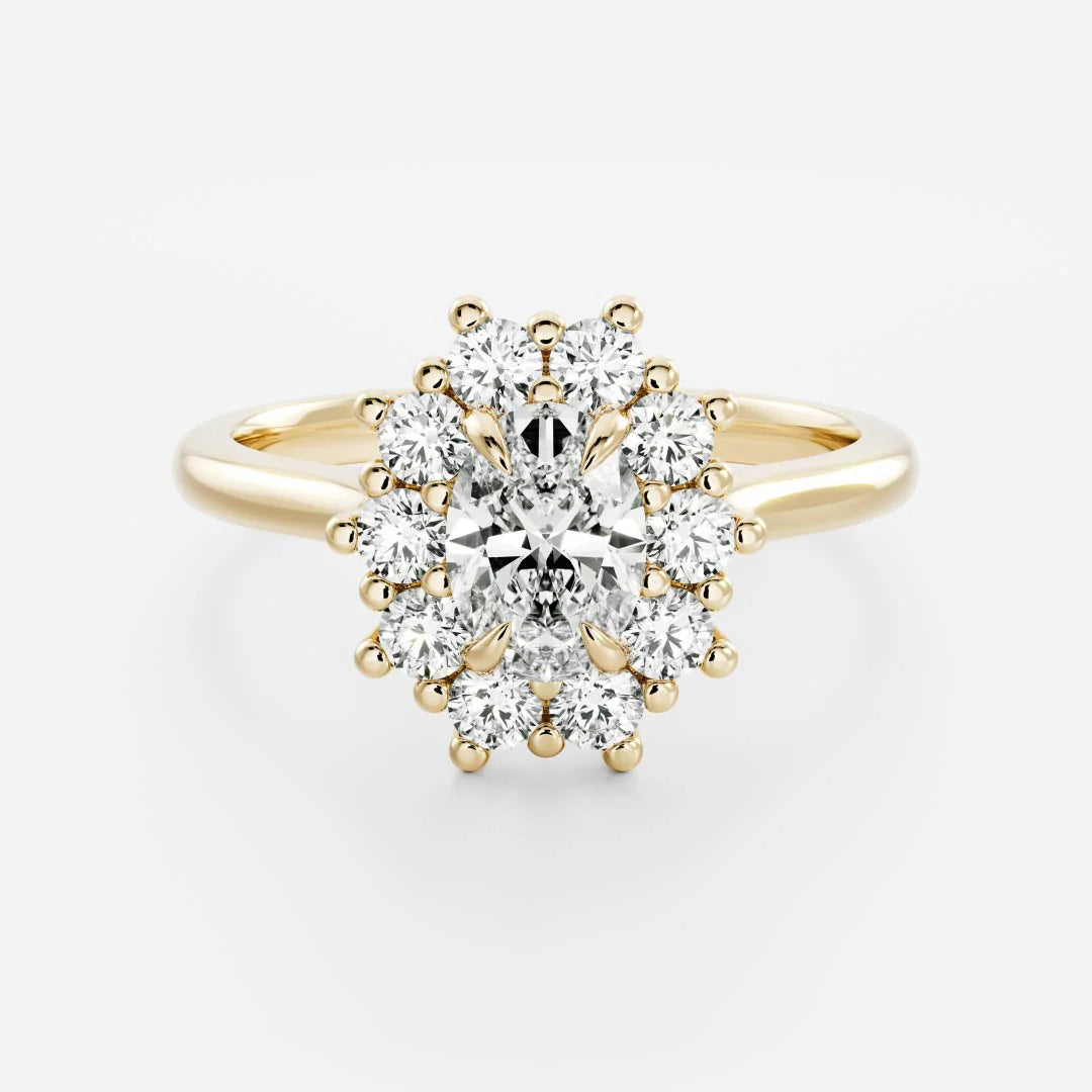 Oval Lab-Grown Diamond Cluster Halo Engagement Ring