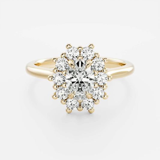 Oval Lab-Grown Diamond Cluster Halo Engagement Ring