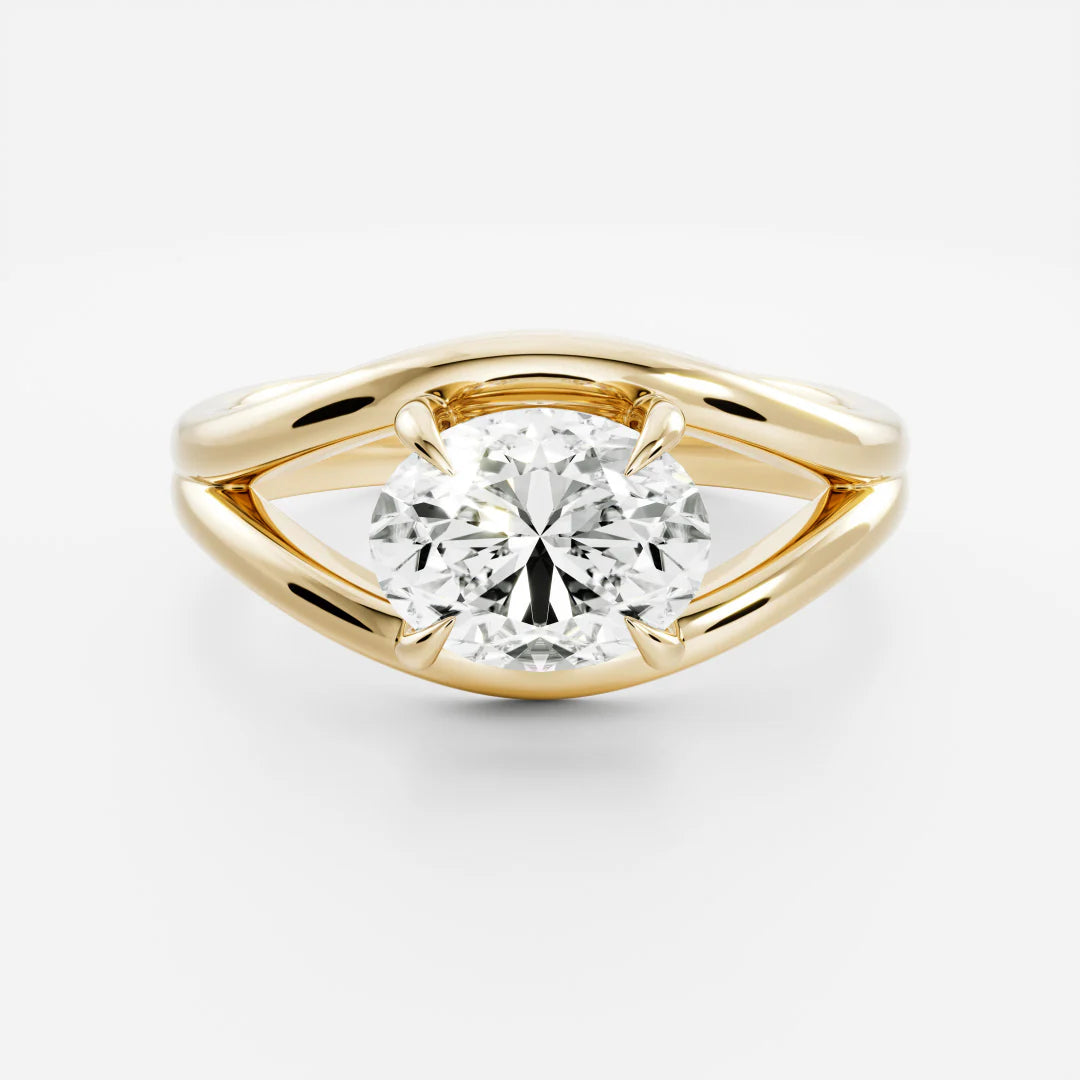Oval Cut Lab-Grown Diamond Four-Prong Solitaire Engagement Ring with Split Shank