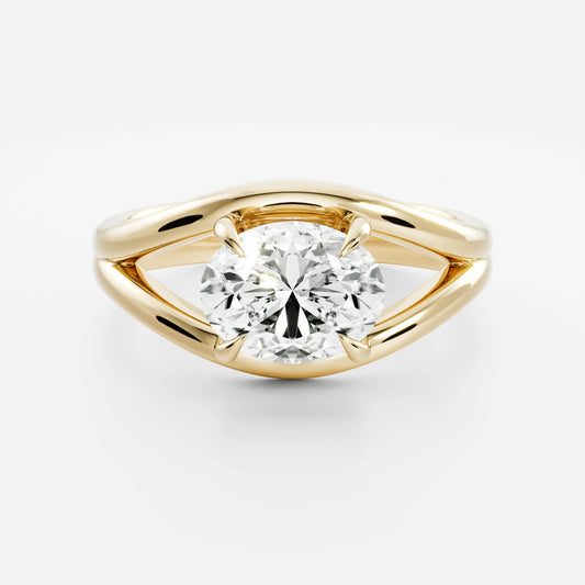 Oval Cut Lab-Grown Diamond Four-Prong Solitaire Engagement Ring with Split Shank