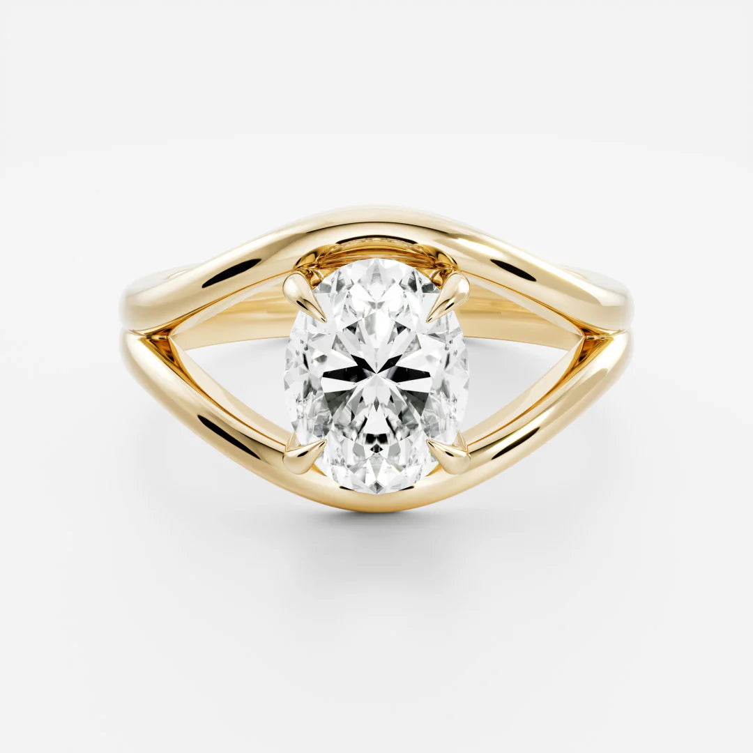 Oval Cut Lab-Grown Diamond Solitaire Engagement Ring with Split Shank