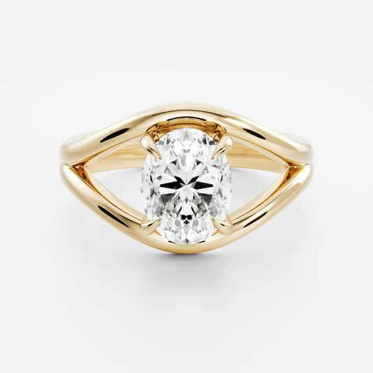 Oval Cut Lab-Grown Diamond Solitaire Engagement Ring with Split Shank