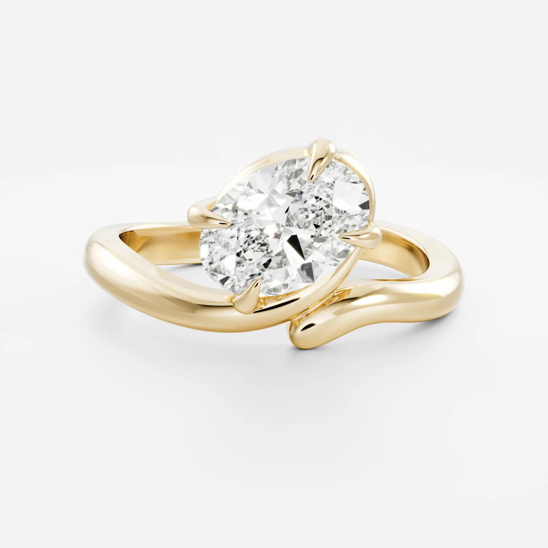 Oval Cut Lab-Grown Diamond Solitaire Engagement Ring with Bypass Band