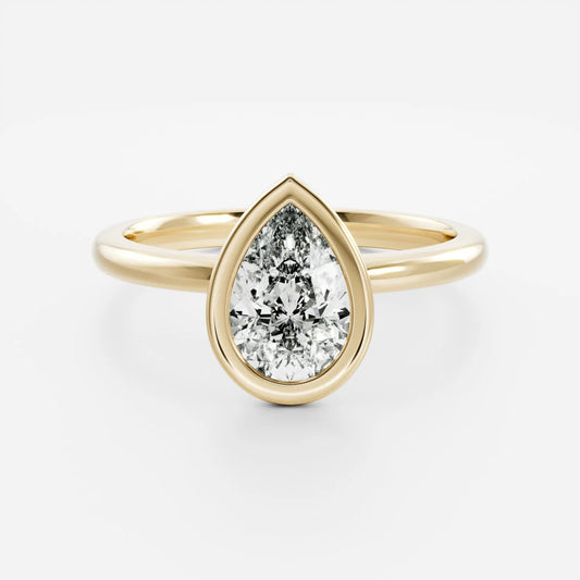 Pear Cut Lab-Grown Diamond Full Bezel Engagement Ring