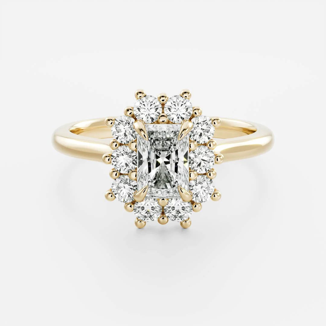 Radiant Cut Lab-Grown Diamond Cluster Halo Engagement Ring