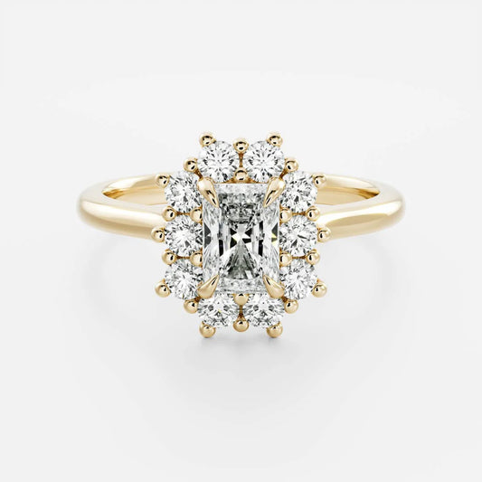 Radiant Cut Lab-Grown Diamond Cluster Halo Engagement Ring