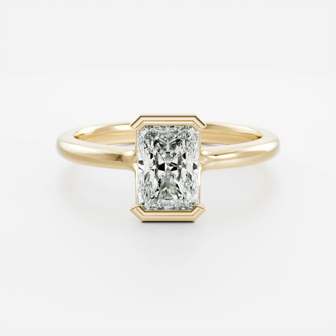 Radiant Cut Lab-Grown Diamond Half Bezel Engagement Ring