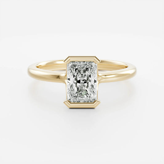 Radiant Cut Lab-Grown Diamond Half Bezel Engagement Ring