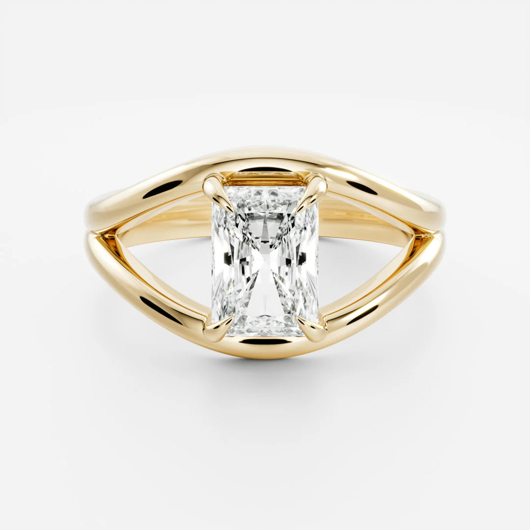 Radiant Cut Lab-Grown Diamond Solitaire Engagement Ring with Split Shank