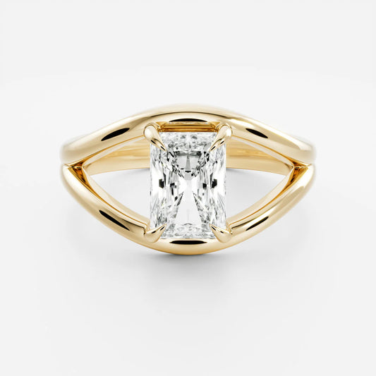Radiant Cut Lab-Grown Diamond Solitaire Engagement Ring with Split Shank