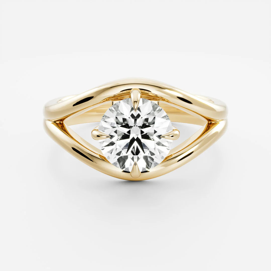 Round Brilliant Lab-Grown Diamond Solitaire Engagement Ring with Split Shank