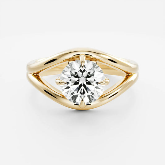 Round Brilliant Lab-Grown Diamond Solitaire Engagement Ring with Split Shank