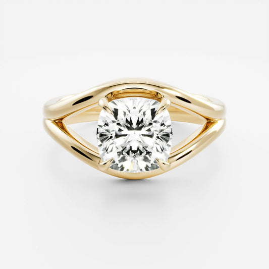 Cushion Cut Lab-Grown Diamond Solitaire Engagement Ring with Split Shank