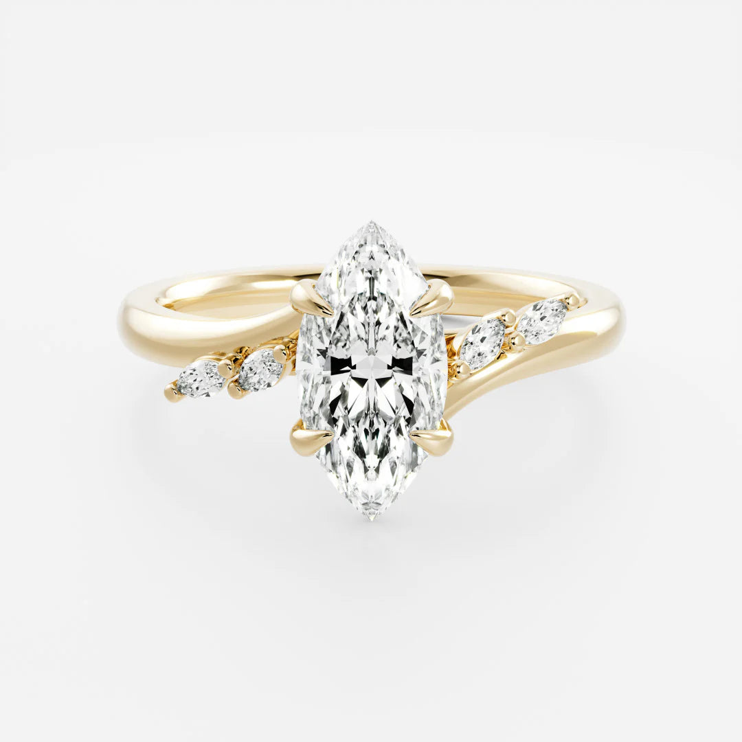 Marquise Lab-Grown Diamond Cluster Bypass Engagement Ring