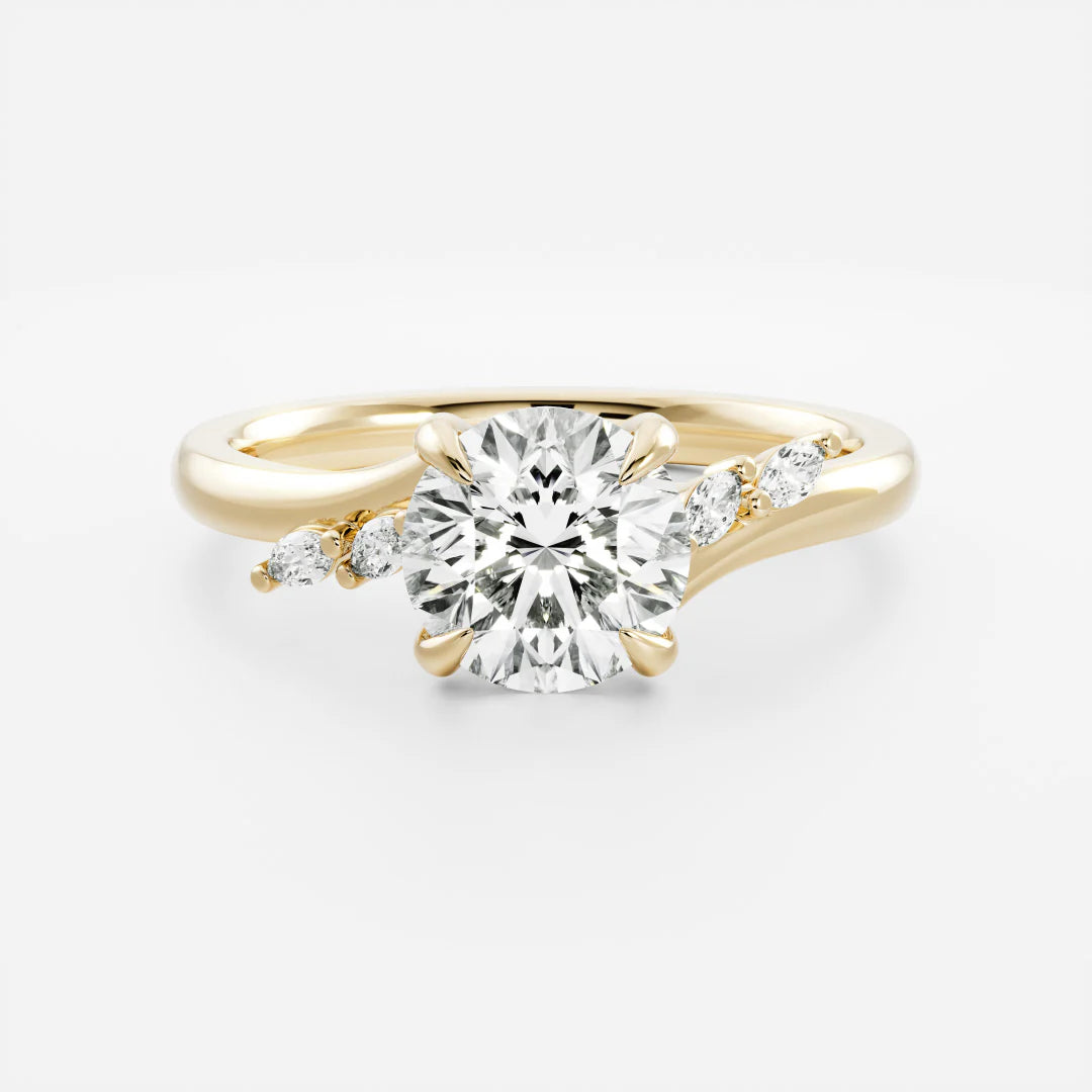 Round Brilliant Lab-Grown Diamond Cluster Bypass Engagement Ring