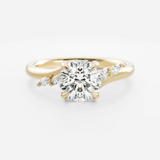 Round Brilliant Lab-Grown Diamond Cluster Bypass Engagement Ring