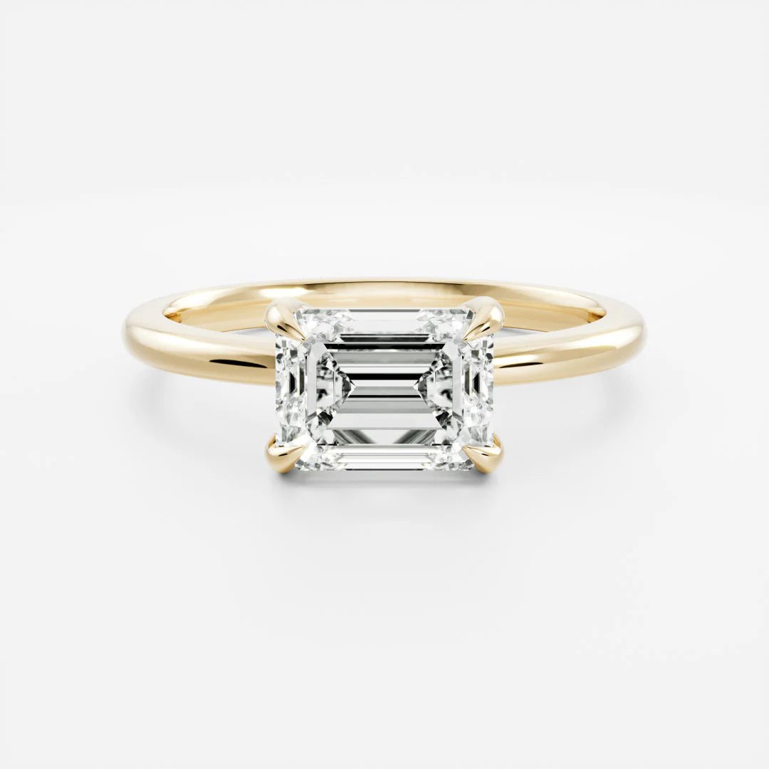 East-West Emerald Cut Lab-Grown Diamond Solitaire Engagement Ring