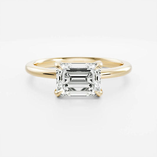 East-West Emerald Cut Lab-Grown Diamond Solitaire Engagement Ring