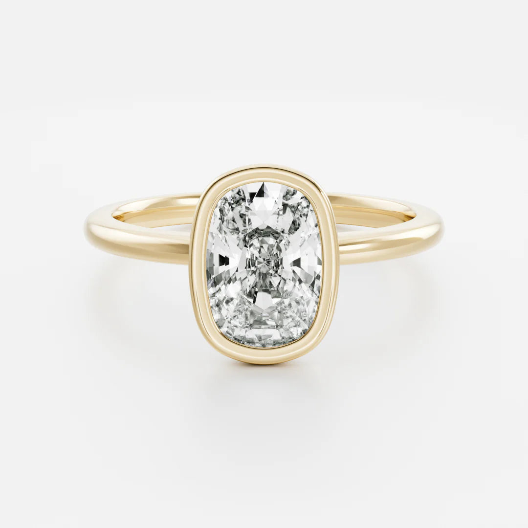Elongated Cushion Lab-Grown Diamond Full Bezel Engagement Ring