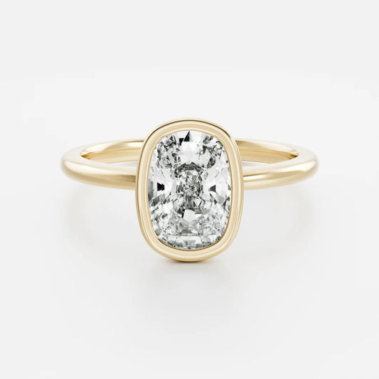 Elongated Cushion Lab-Grown Diamond Full Bezel Engagement Ring