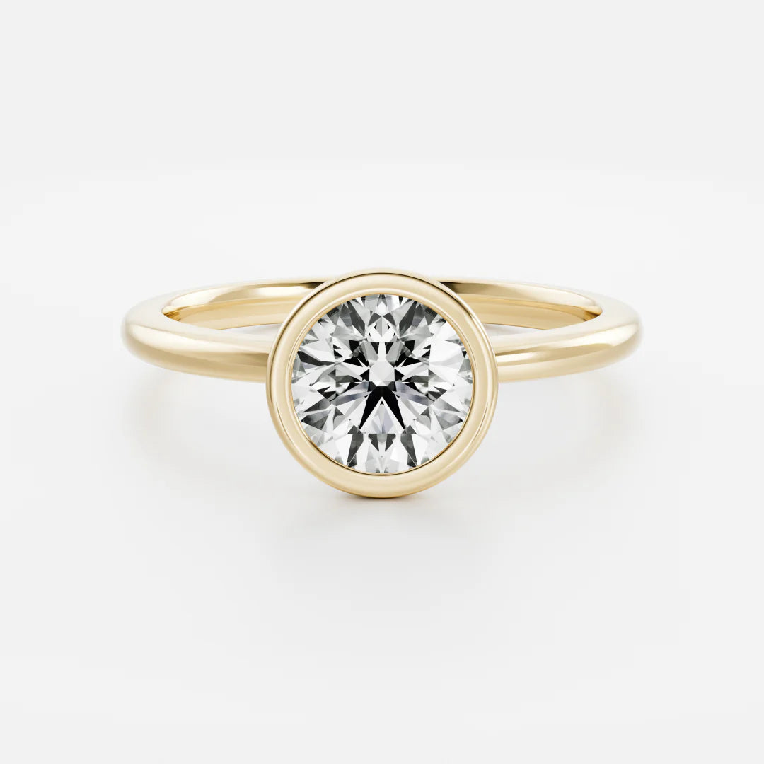 Round Cut Lab-Grown Diamond Full Bezel Engagement Ring