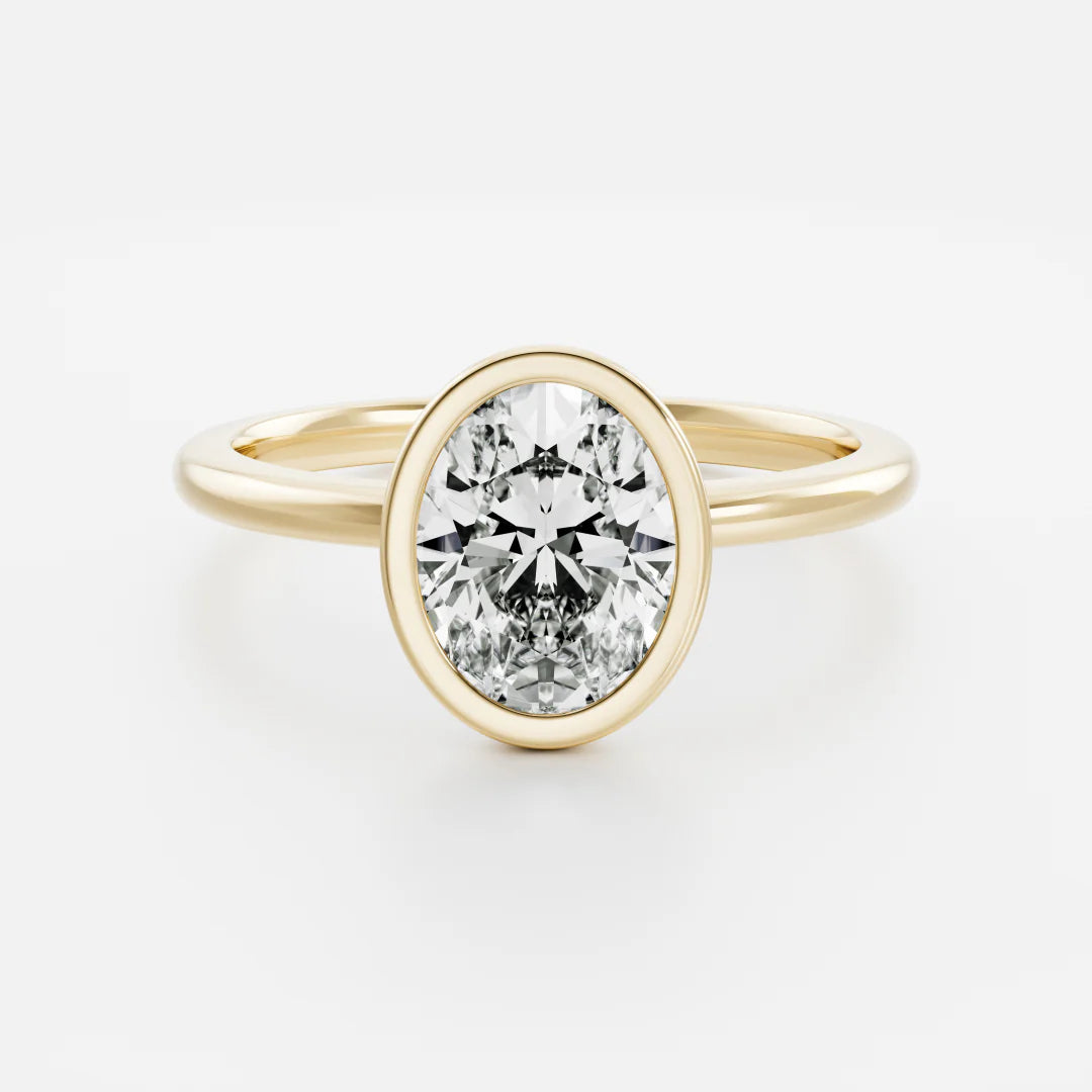 Oval Lab-Grown Diamond Full Bezel Solitaire Engagement Ring
