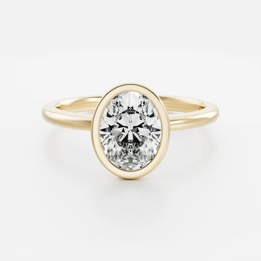 Oval Lab-Grown Diamond Full Bezel Solitaire Engagement Ring