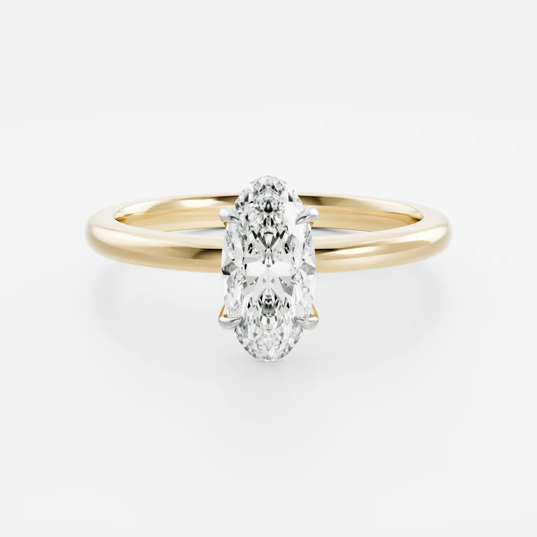 Elongated Oval Lab-Grown Diamond Claw Prong Solitaire Engagement Ring
