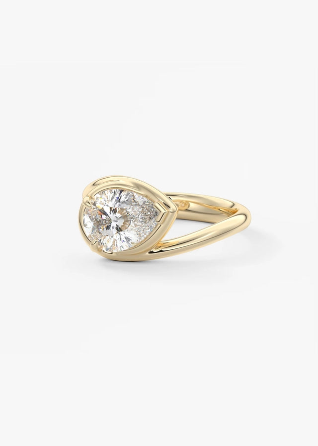 2 CT Pear Cut Lab Grown Diamond Bezel Set Engagement Ring