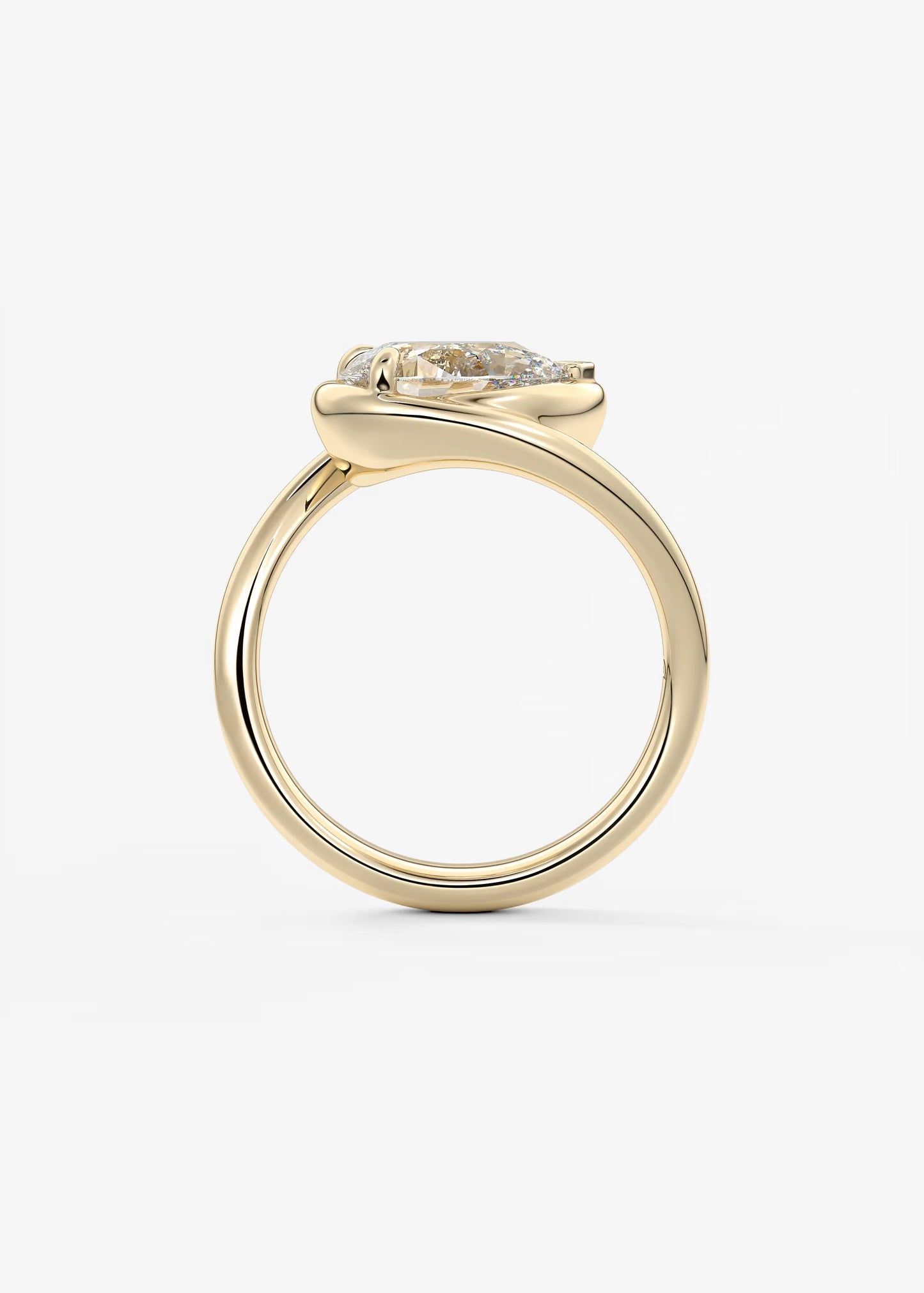 2 CT Pear Cut Lab Grown Diamond Bezel Set Engagement Ring