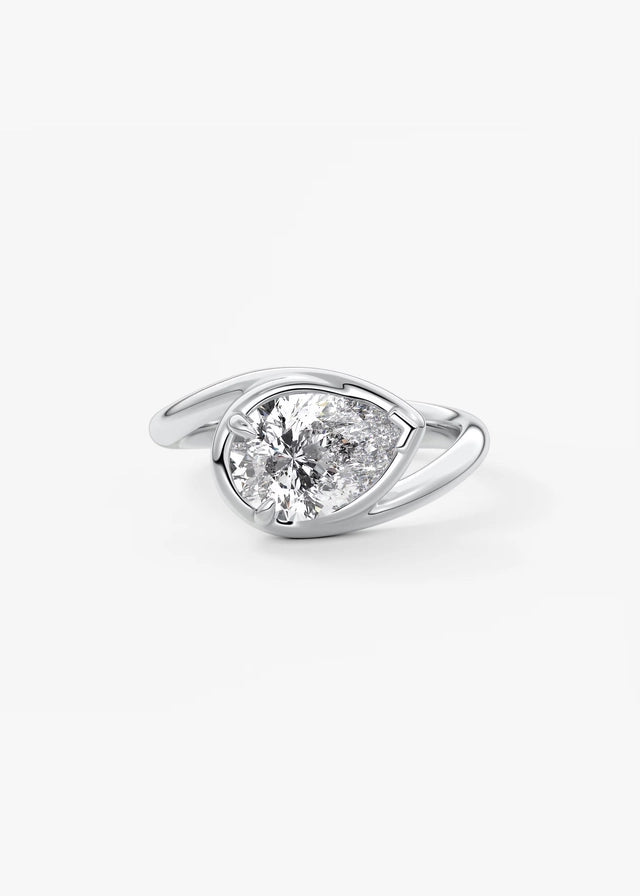2 CT Pear Cut Lab Grown Diamond Bezel Set Engagement Ring