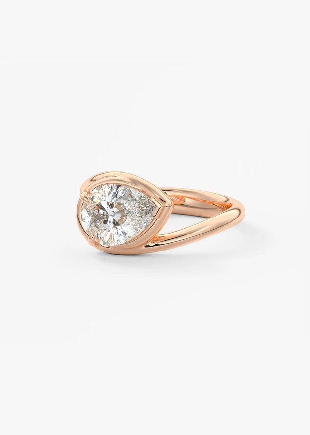 2 CT Pear Cut Lab Grown Diamond Bezel Set Engagement Ring