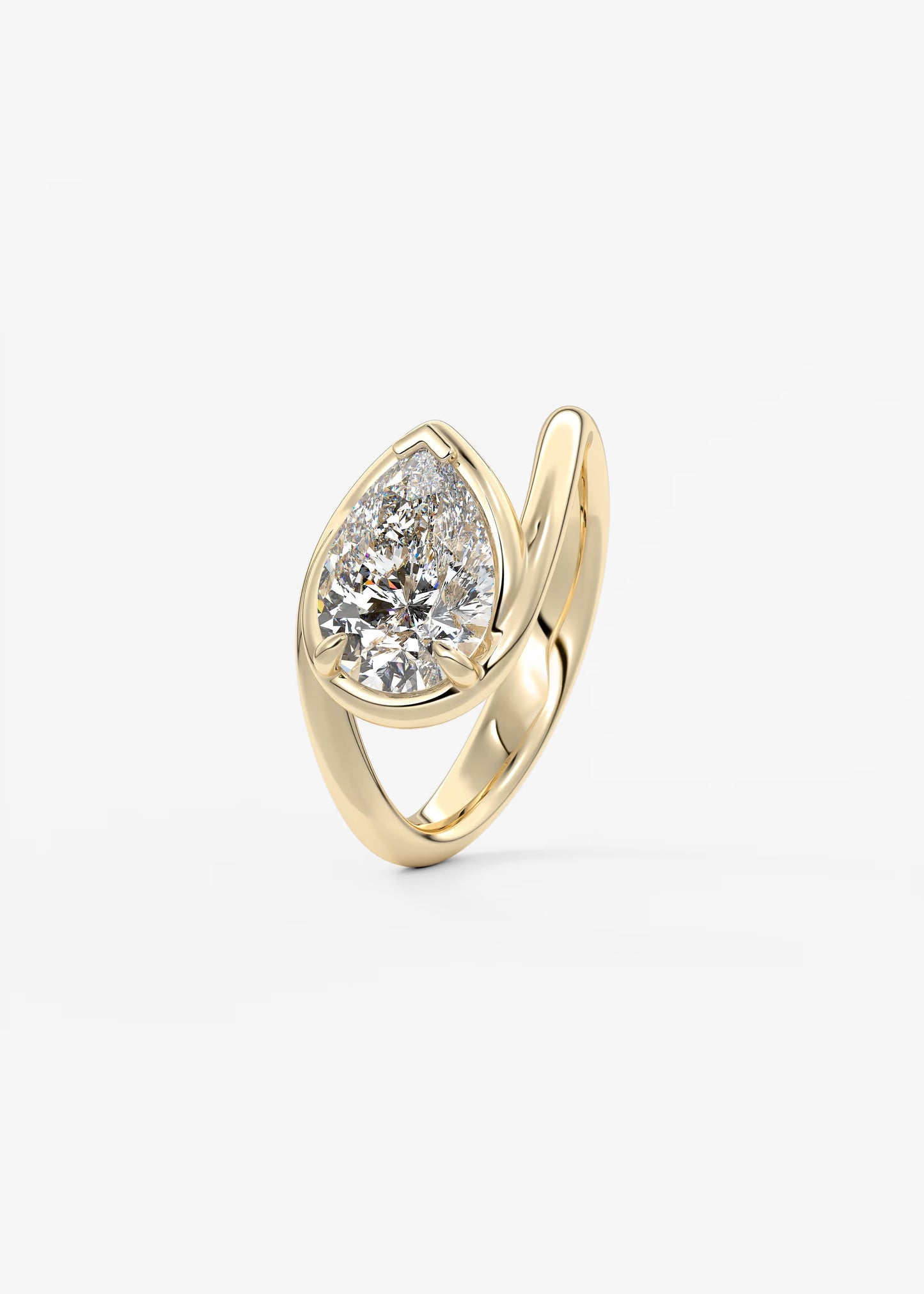 2 CT Pear Cut Lab Grown Diamond Bezel Set Engagement Ring