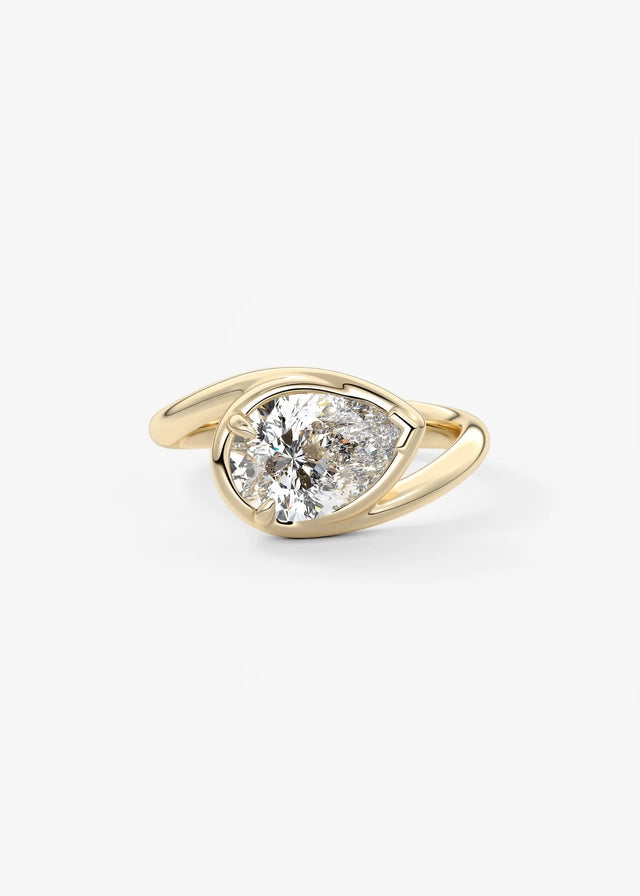 2 CT Pear Cut Lab Grown Diamond Bezel Set Engagement Ring