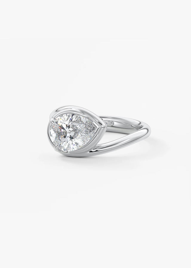 2 CT Pear Cut Lab Grown Diamond Bezel Set Engagement Ring