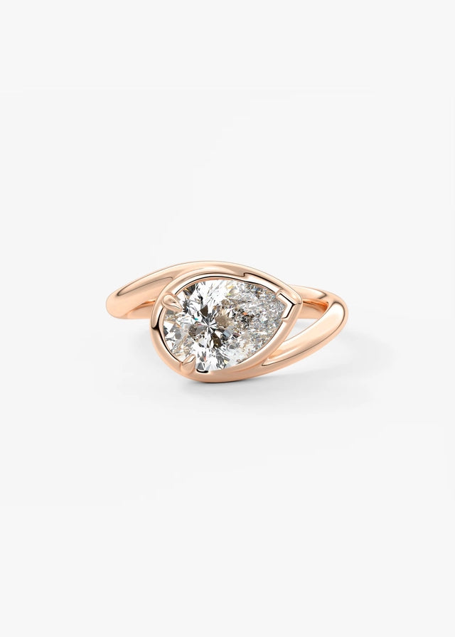 2 CT Pear Cut Lab Grown Diamond Bezel Set Engagement Ring