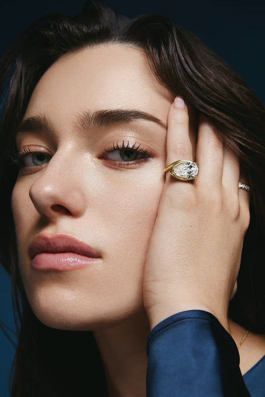 2 CT Pear Cut Lab Grown Diamond Bezel Set Engagement Ring